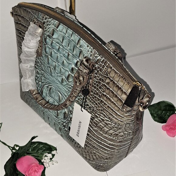 (NOT FOR SALE) Authentic Nwt Brahmin Duxbury Bluebell Ombre Croc Medium Satchel - Picture 4 of 10